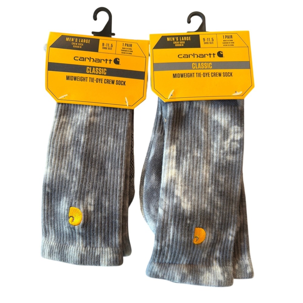 2 Pack Carhartt Classic Midweight Tie-Dye Crew Socks Mens Large 9-11.5 Blue NWT